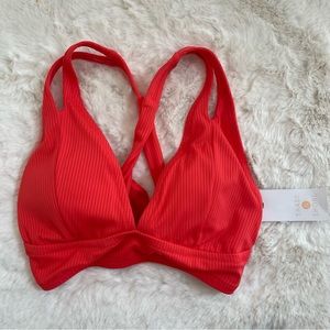 SHADE & SHORE NWT Dark Pink Ribbed Bikini Top